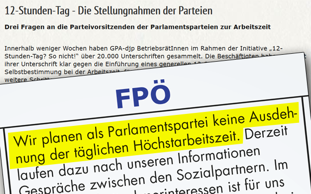 12-Stunden-Tag: So täuscht die FPÖ ihre WählerInnen