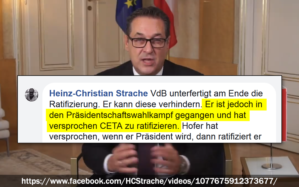 Strache zu CETA (VdB): Lüge oder Unwahrheit?