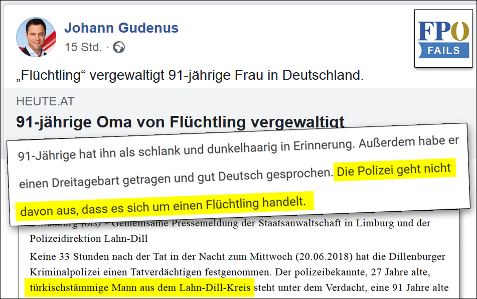 Johann Gudenus und „Heute“ hetzen mit Flüchtling, der keiner ist!
