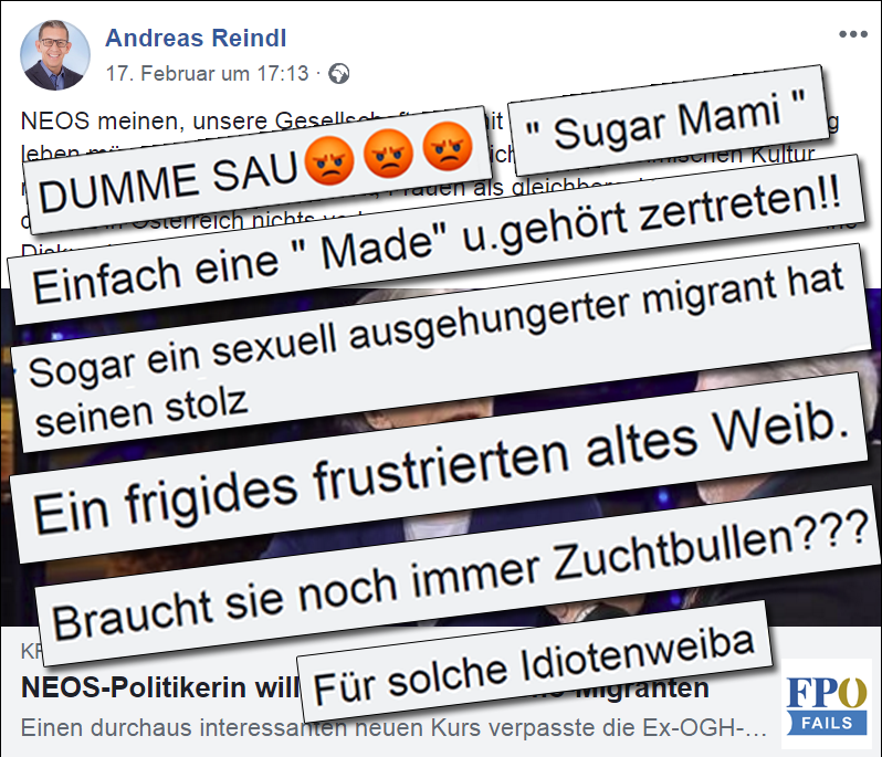„Made zertreten!!“ – Bei Andreas Reindl wird gegen Irmgard Griss gehetzt. Gelöscht wird nicht.