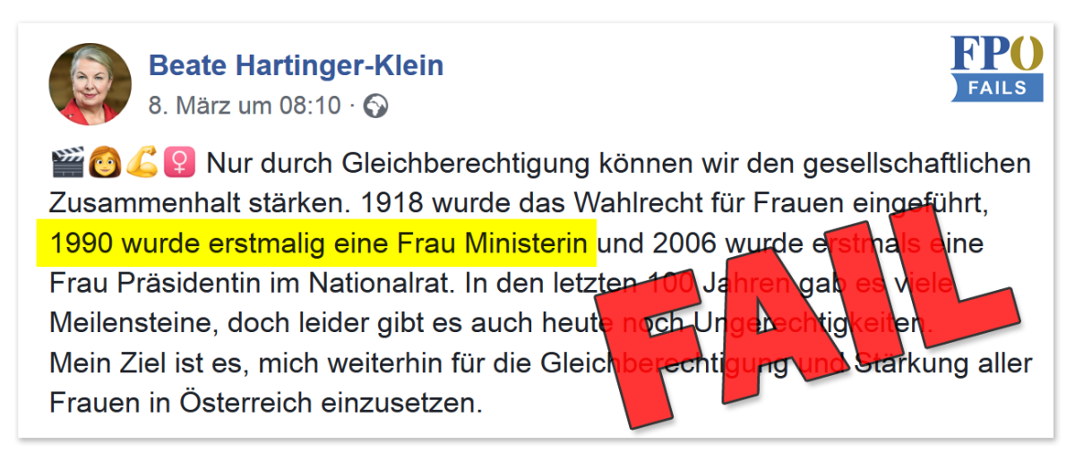 Beate Hartinger-Kleins alternative Fakten zur Gleichberechtigung