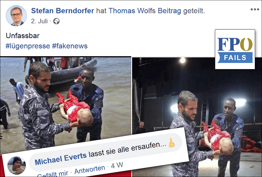Das Allerletzte! FPÖ GR Berndorfer hetzt mit Foto eines toten Babys.